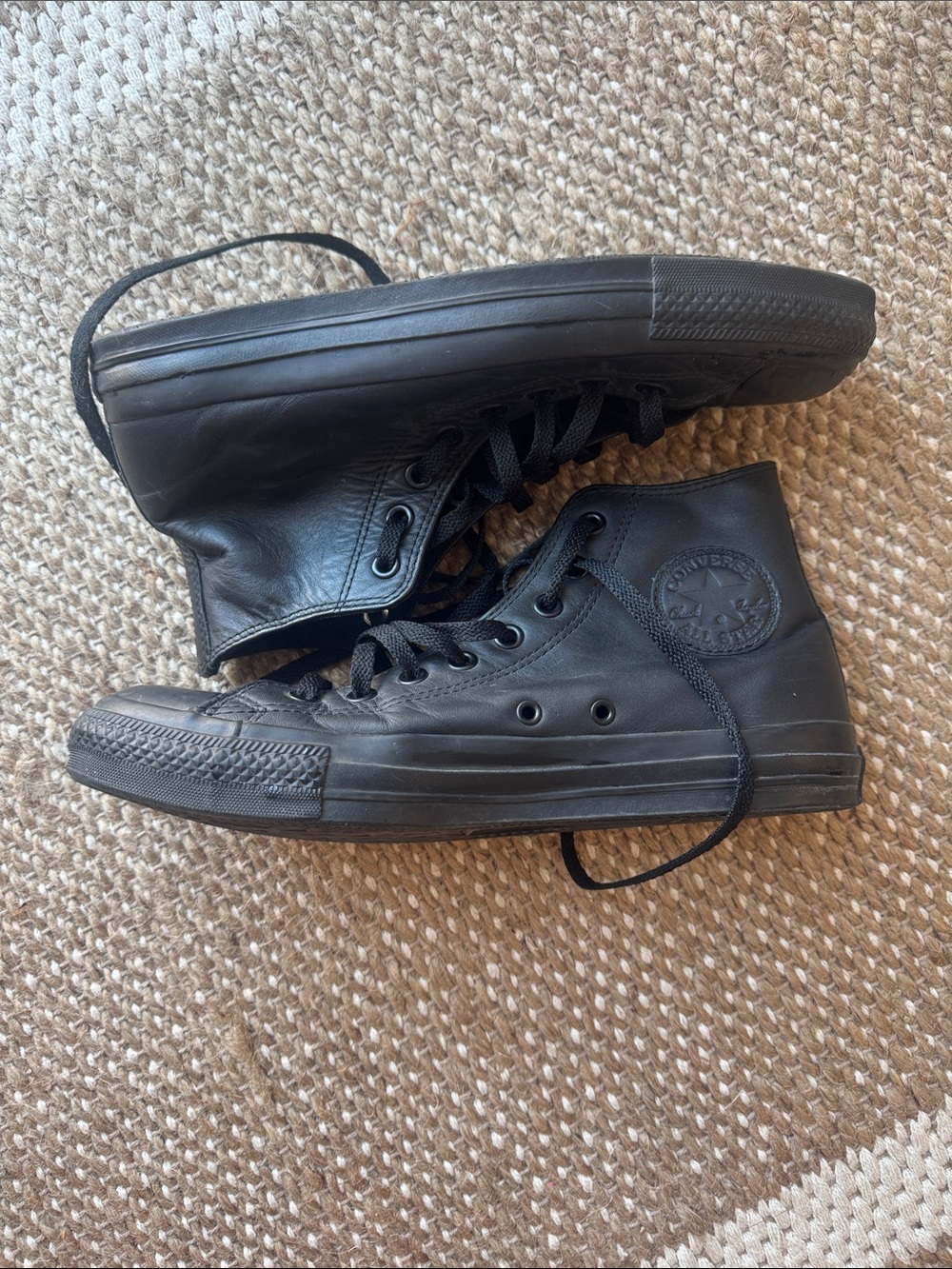 Converse All Star High Top black leather Sneakers - Black
